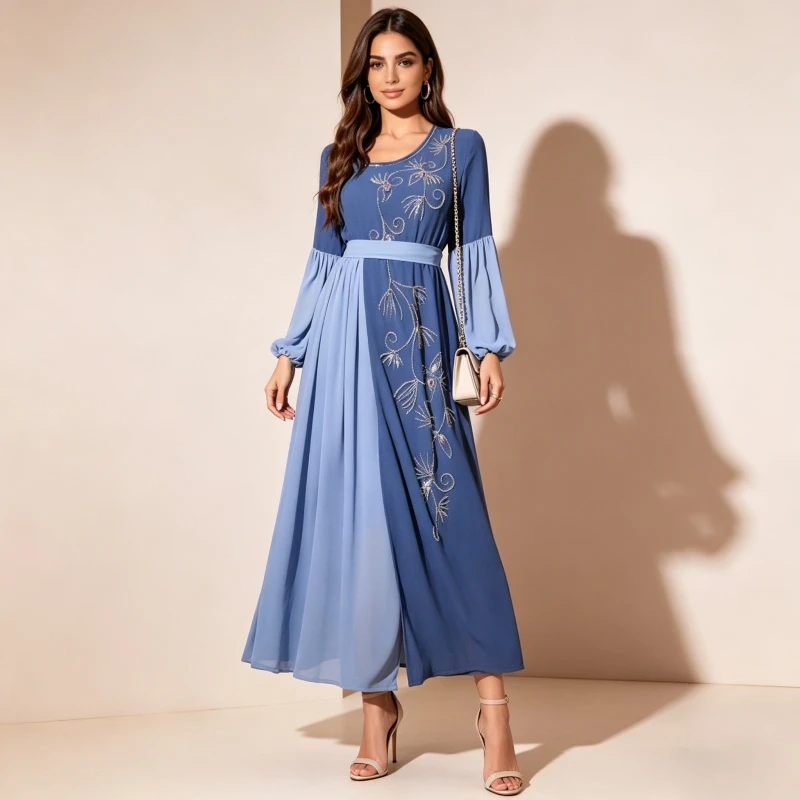 Eid Muslim Dress Women Abaya Chiffon Diamond Lace-up Long Dresses Vestidos Largos Party Caftan Jalabiya Ramadan Dubai Arab Robe
Eid Muslim Dress Women Abaya Chiffon Diamond Lace-up Long Dresses Vestidos Largos Party Caftan Jalabiya Ramadan Dubai Arab Robe