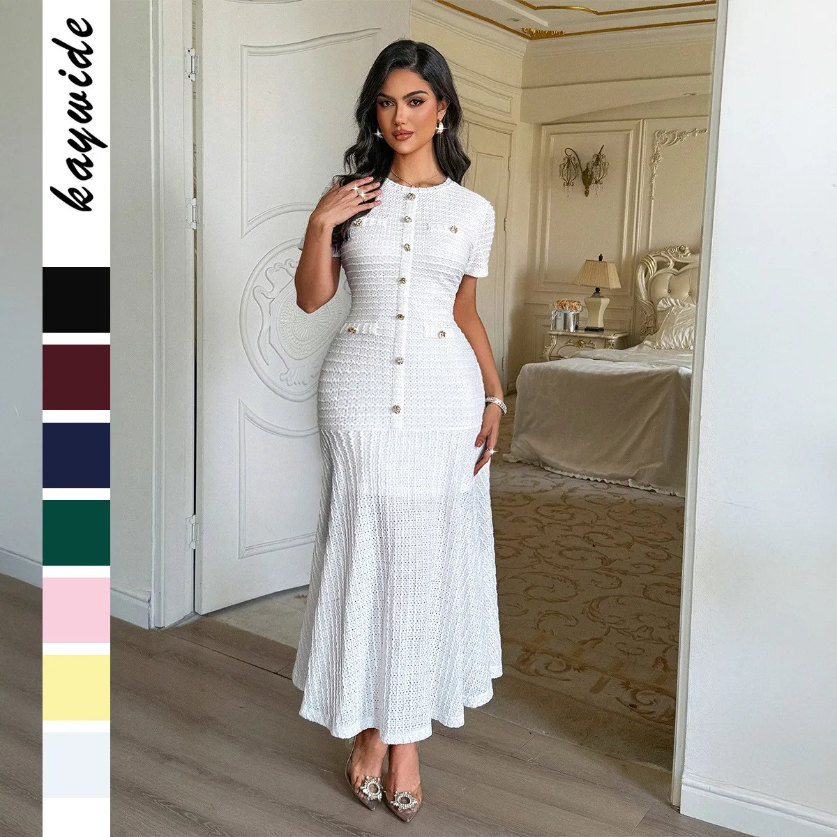 Elegant Party Dress Women's Evening A Line Round Neck Short Sleeve High Waist Slim Fit Long Midi Dress Solid Color White Pink
Elegant Party Dress Women's Evening A Line Round Neck Short Sleeve High Waist Slim Fit Long Midi Dress Solid Color White Pink