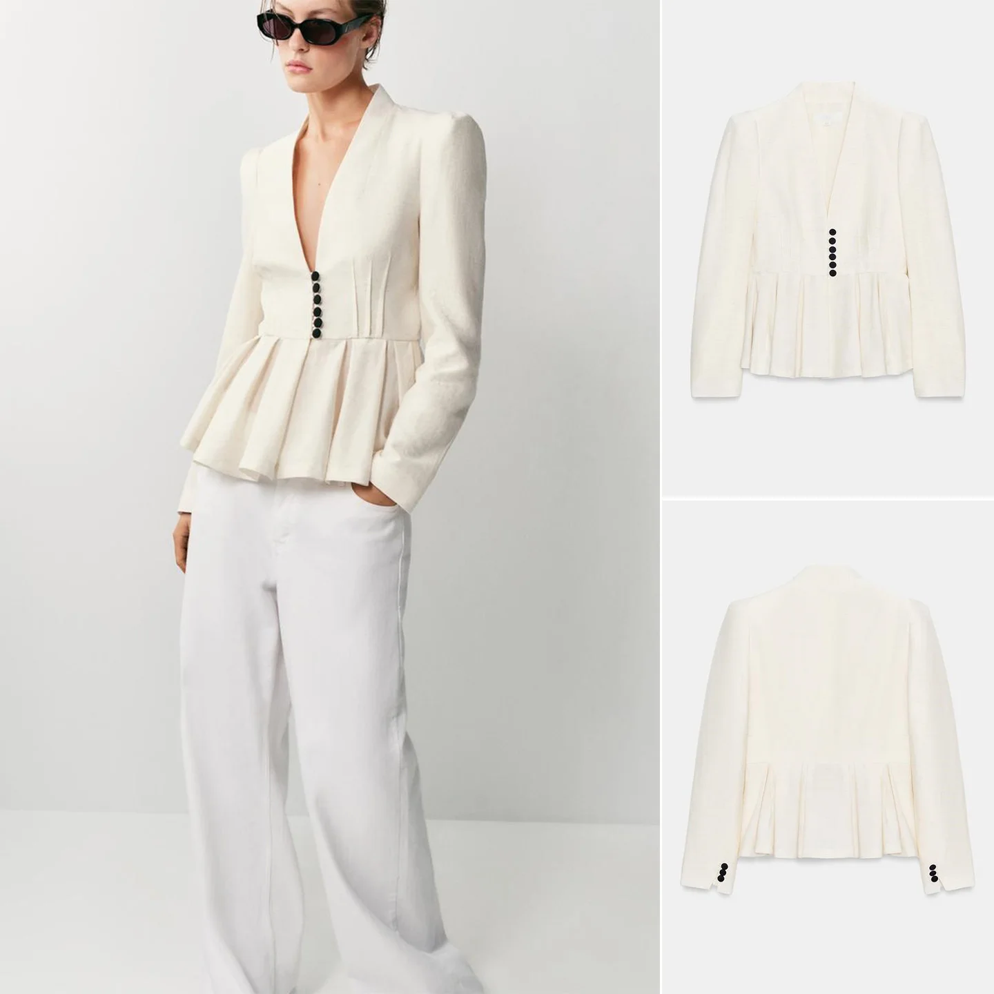 Summer New Women's Long Sleeve No Collar Shoulder Pad Skirt Style Hemline Suit Jacket French Style Slim Fit Short Coat Button
Summer New Women's Long Sleeve No Collar Shoulder Pad Skirt Style Hemline Suit Jacket French Style Slim Fit Short Coat Button