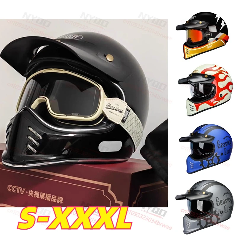 BEASLEY Retro Motorcycle Helmet Locomotive Full Helmet Men Women Original Motocross Riding Helmet ECE DOT Certification
BEASLEY Retro Motorcycle Helmet Locomotive Full Helmet Men Women Original Motocross Riding Helmet ECE DOT Certification