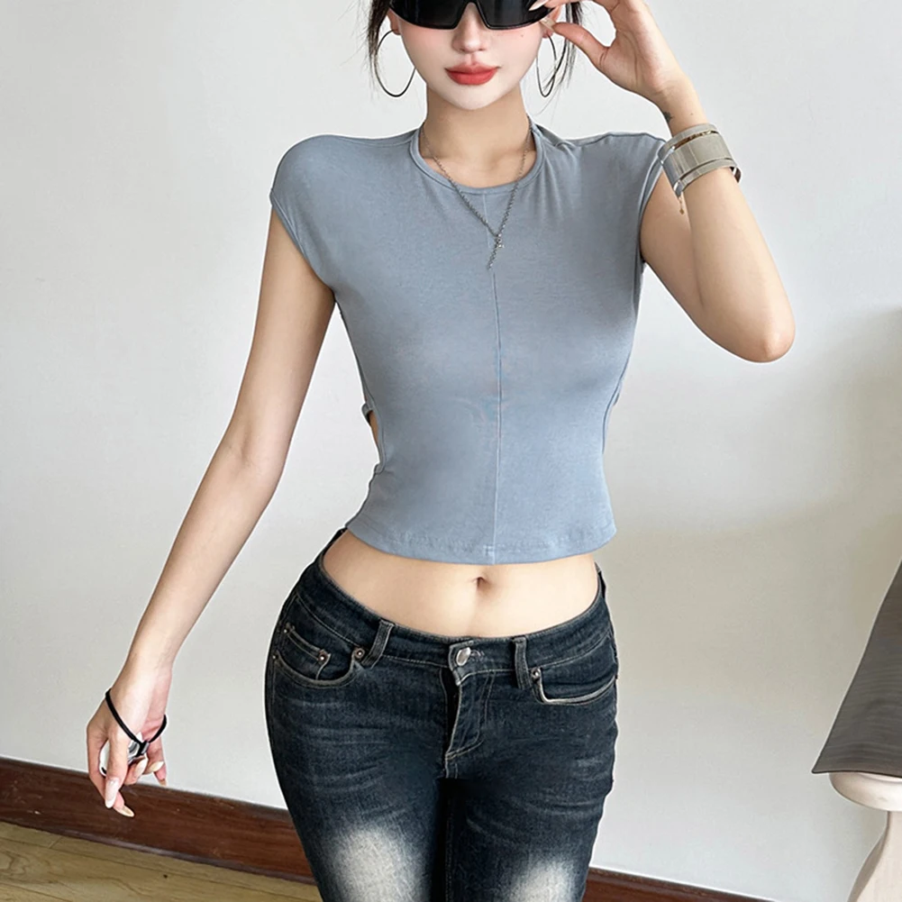 Casual Sleeveless Backless T-shirt Ideal For Parties All Seasons Brand New Crew Neck Microelasticity Regular Length
Casual Sleeveless Backless T-shirt Ideal For Parties All Seasons Brand New Crew Neck Microelasticity Regular Length