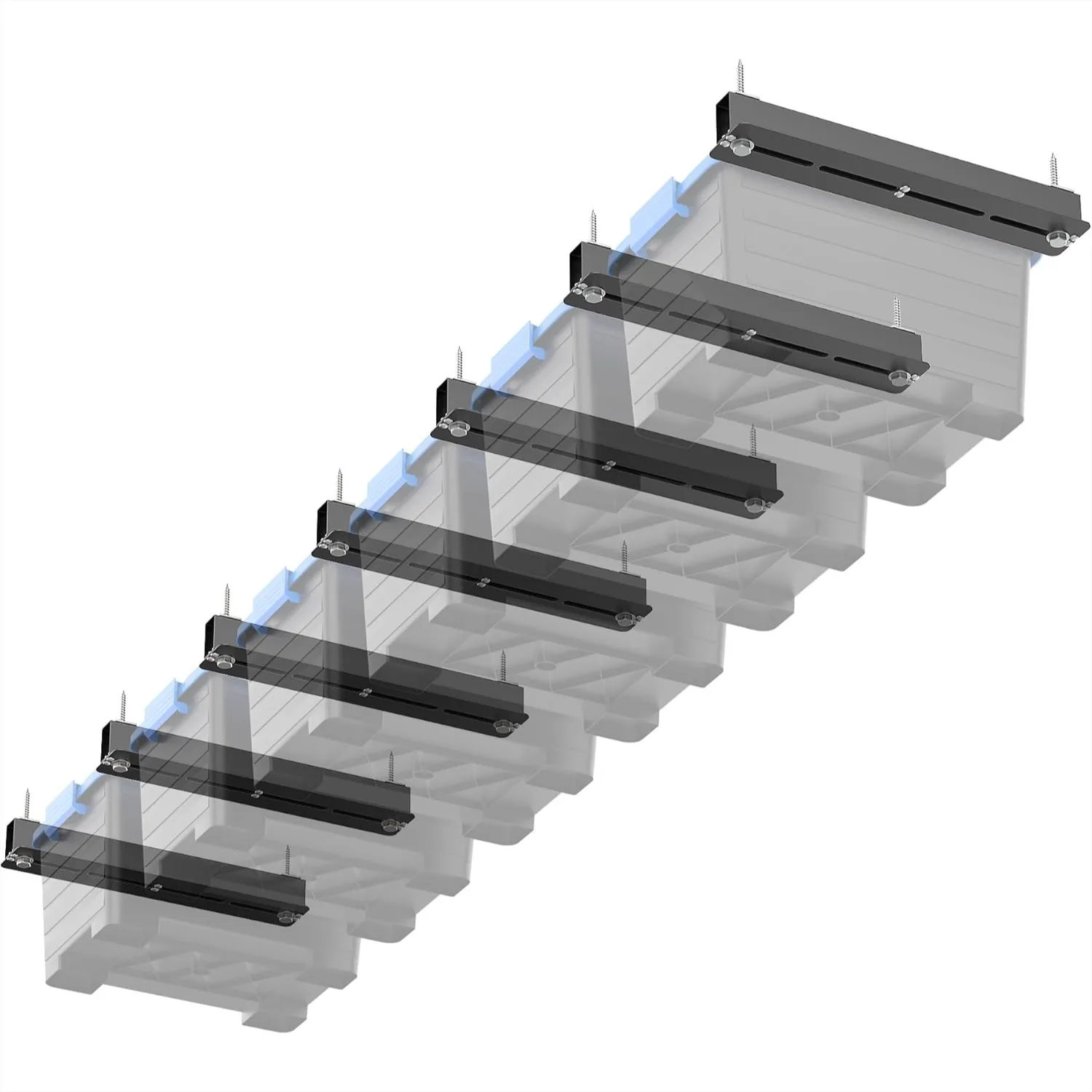 Ceiling Storage Rack, Heavy Duty Overhead Garage Storage with 16 Inch Brackets, Adjustable System for 6 Bins
Ceiling Storage Rack, Heavy Duty Overhead Garage Storage with 16 Inch Brackets, Adjustable System for 6 Bins