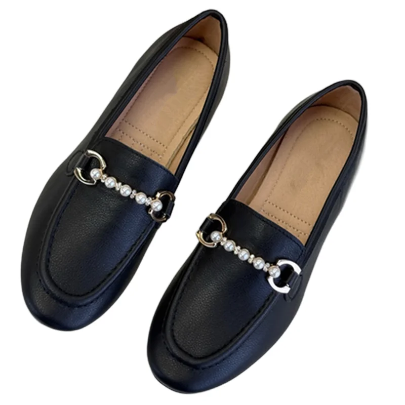 Withered Summer Shoes British Fashion Pearl Cowhide Flat Loafers Retro Elegant Lightweight Comfortable Flat Shoes Women
Withered Summer Shoes British Fashion Pearl Cowhide Flat Loafers Retro Elegant Lightweight Comfortable Flat Shoes Women