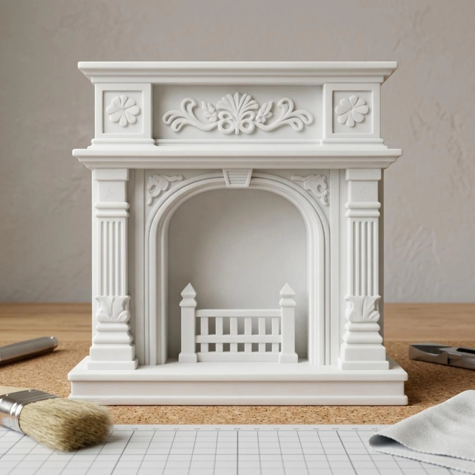 Dollhouse Fireplace European Design 19th-Century Fireplace Model 19th-Century Mantel Piece Fluted Columns Miniature Decor
Dollhouse Fireplace European Design 19th-Century Fireplace Model 19th-Century Mantel Piece Fluted Columns Miniature Decor