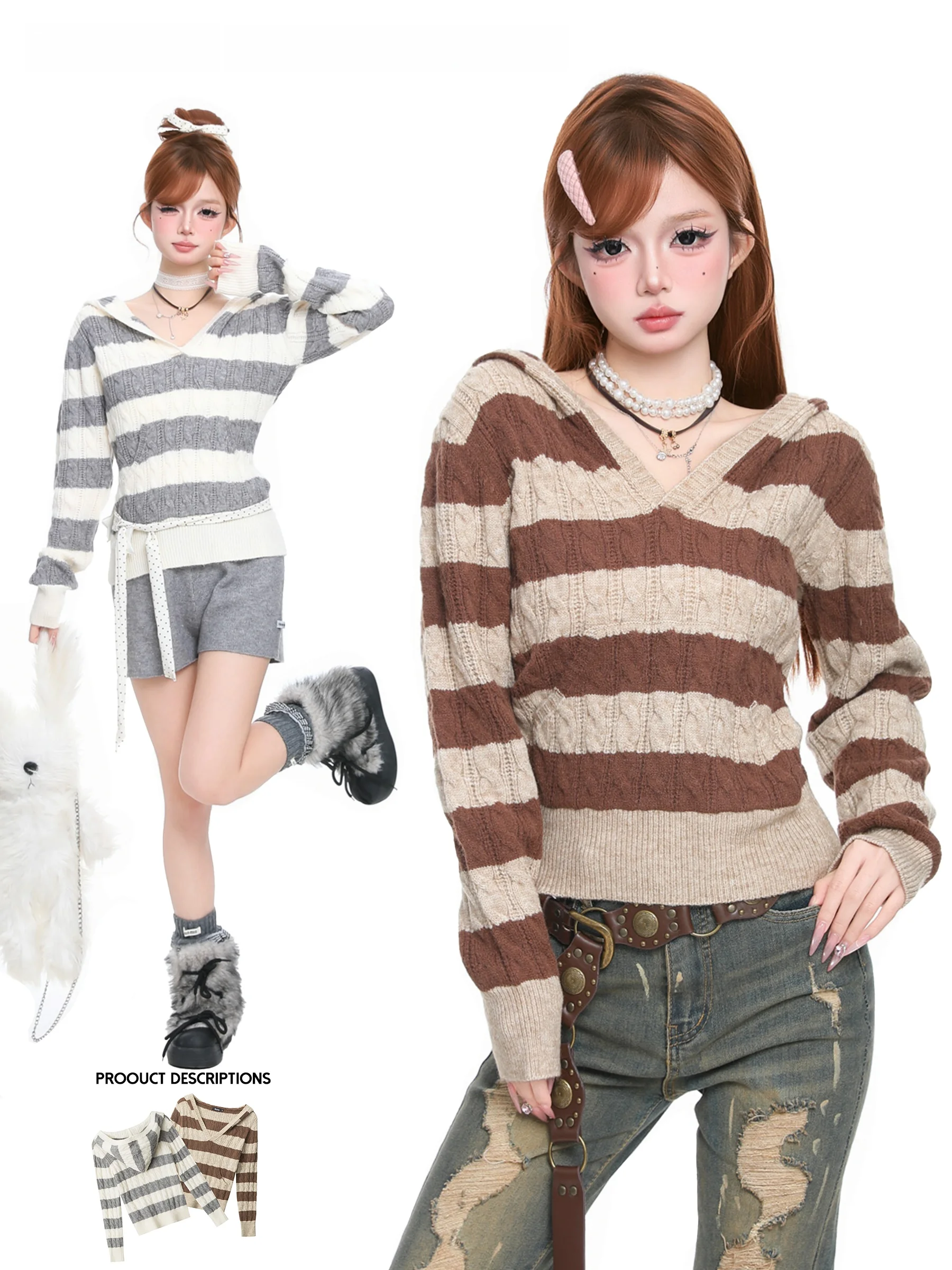 Женский облегающий вязаный свитер BASTERDS в американском ретро-стиле с V-образным вырезом и полосками, теплый повседневный модный топ для осени и зимы
Женский облегающий вязаный свитер BASTERDS в американском ретро-стиле с V-образным вырезом и полосками, теплый повседневный модный топ для осени и зимы