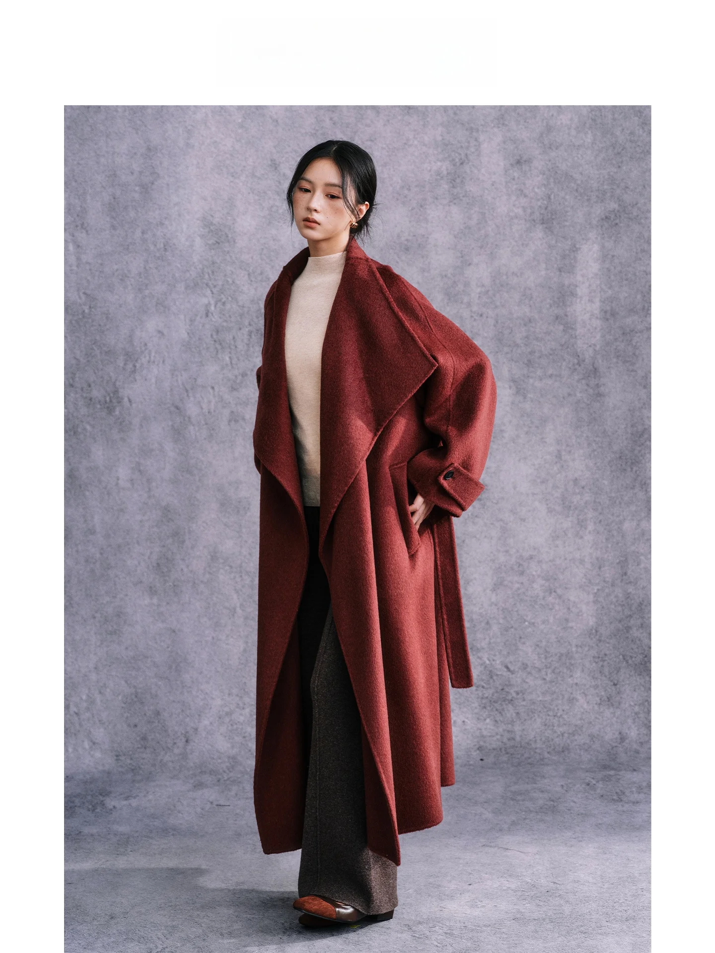 Ele Double-Faced Woolen Coat Women's Mid-Length 25 Autumn Winter New Sle High-End Feelings Qi Class Outerwear
Ele Double-Faced Woolen Coat Women's Mid-Length 25 Autumn Winter New Sle High-End Feelings Qi Class Outerwear
