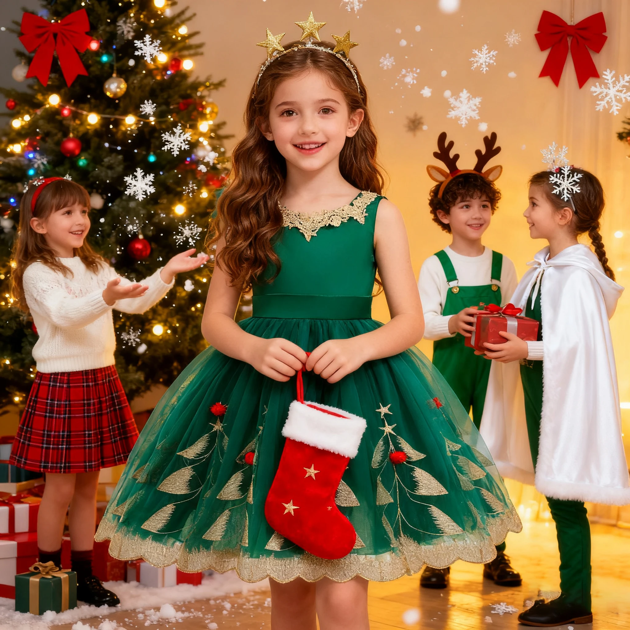 Girls Princess Dress Christmas Christmas Party Green Elf Christmas Tree Elegant Ruffle Sleeve Puff Dress Performance Costume
Girls Princess Dress Christmas Christmas Party Green Elf Christmas Tree Elegant Ruffle Sleeve Puff Dress Performance Costume
