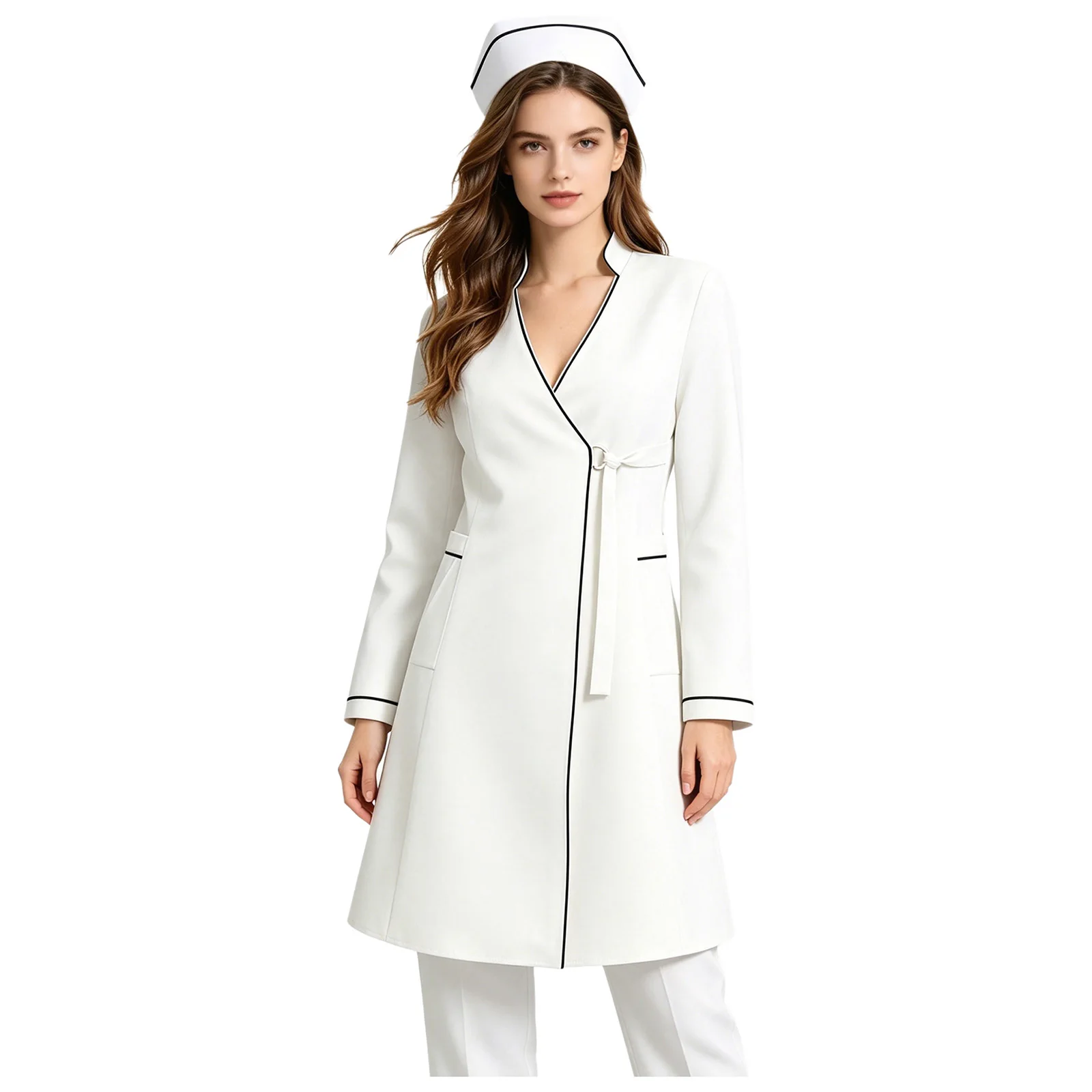 Women Doctor Nurse Scrub Coat Dress Long Sleeve Belted Wrap-style Pockets Shirt Jacket Beautician Medical Uniform Workwear
Women Doctor Nurse Scrub Coat Dress Long Sleeve Belted Wrap-style Pockets Shirt Jacket Beautician Medical Uniform Workwear