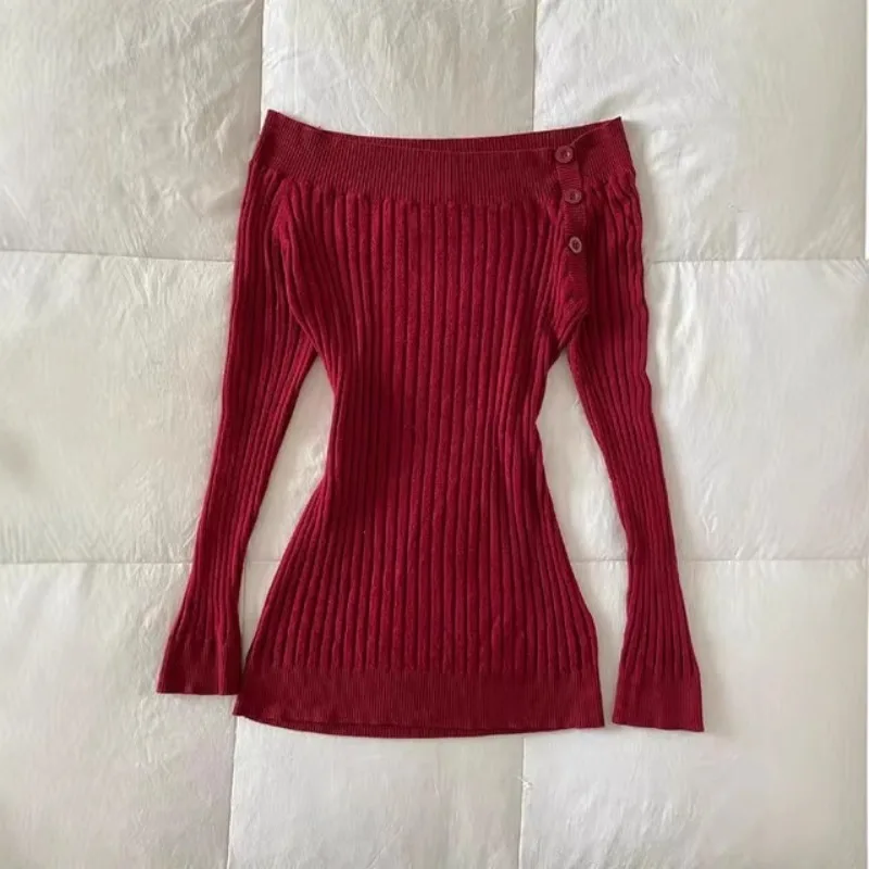 Fashion American Vintage Slash Neck Knitted Sweaters Y2k Solid Simple French Streetwear Pullover Casual Autumn Women Clothes
Fashion American Vintage Slash Neck Knitted Sweaters Y2k Solid Simple French Streetwear Pullover Casual Autumn Women Clothes
