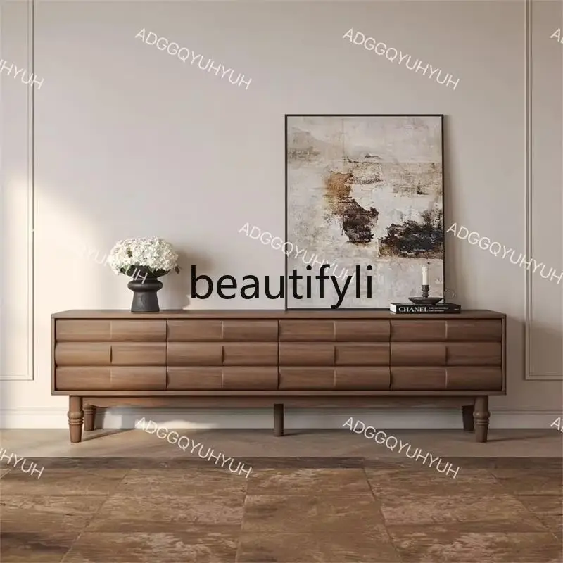 Ash wood TV cabinet French living room storage North American black walnut solid wood
Ash wood TV cabinet French living room storage North American black walnut solid wood