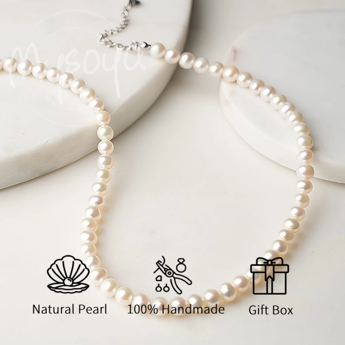MYSOYA 6mm Natural White Freshwater Pearl Necklace Multi Size With Gift Box Birthday Wedding Christmas New Year Valentines Gift
MYSOYA 6mm Natural White Freshwater Pearl Necklace Multi Size With Gift Box Birthday Wedding Christmas New Year Valentines Gift