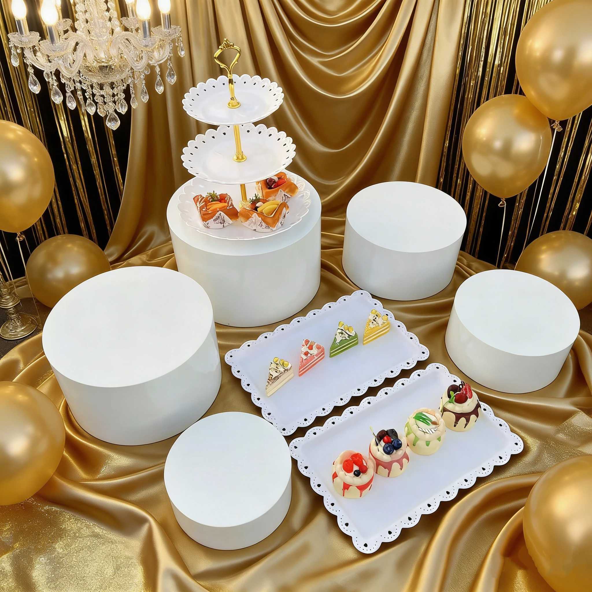 8pcs White Cylinder Display Risers Stackable Buffet Stand Columns for Birthday Wedding Dessert Candy Bar DIY Party Table Decor
8pcs White Cylinder Display Risers Stackable Buffet Stand Columns for Birthday Wedding Dessert Candy Bar DIY Party Table Decor