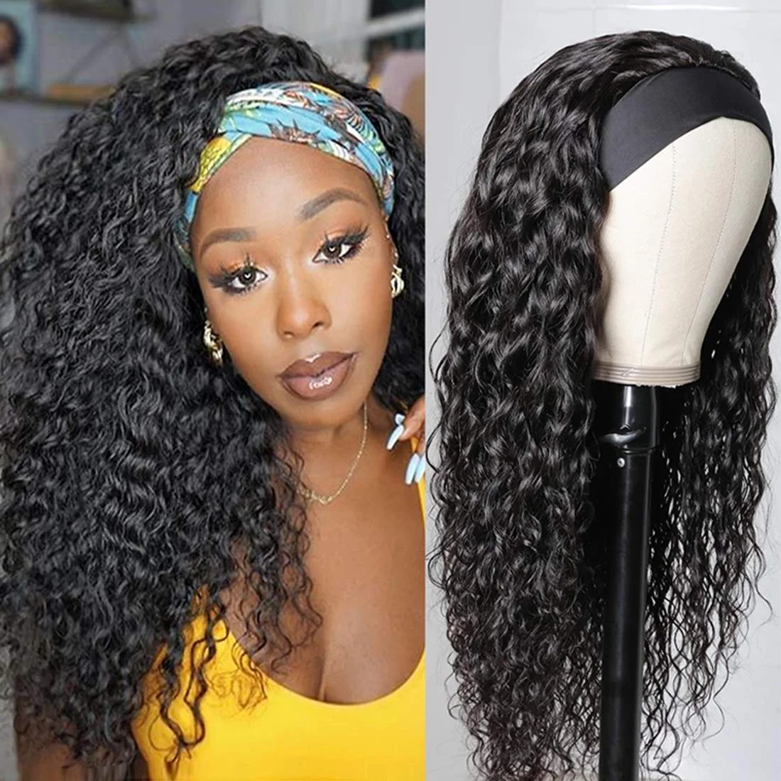 Water Wave Headband Wigs For Women Curly Deep Wave Human Hair Headband Wigs Machine Made Wigs 100% Cheap Natural Wig
Water Wave Headband Wigs For Women Curly Deep Wave Human Hair Headband Wigs Machine Made Wigs 100% Cheap Natural Wig