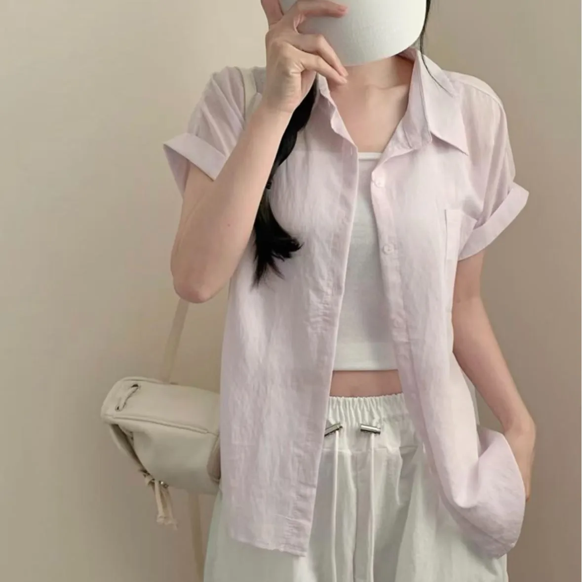 Korean Style Pure Color Short Sleeve Shirt Women's Fashion High End Feel Roll up Sleeve No Sleeve Top Skin Friendly Breathable
Korean Style Pure Color Short Sleeve Shirt Women's Fashion High End Feel Roll up Sleeve No Sleeve Top Skin Friendly Breathable