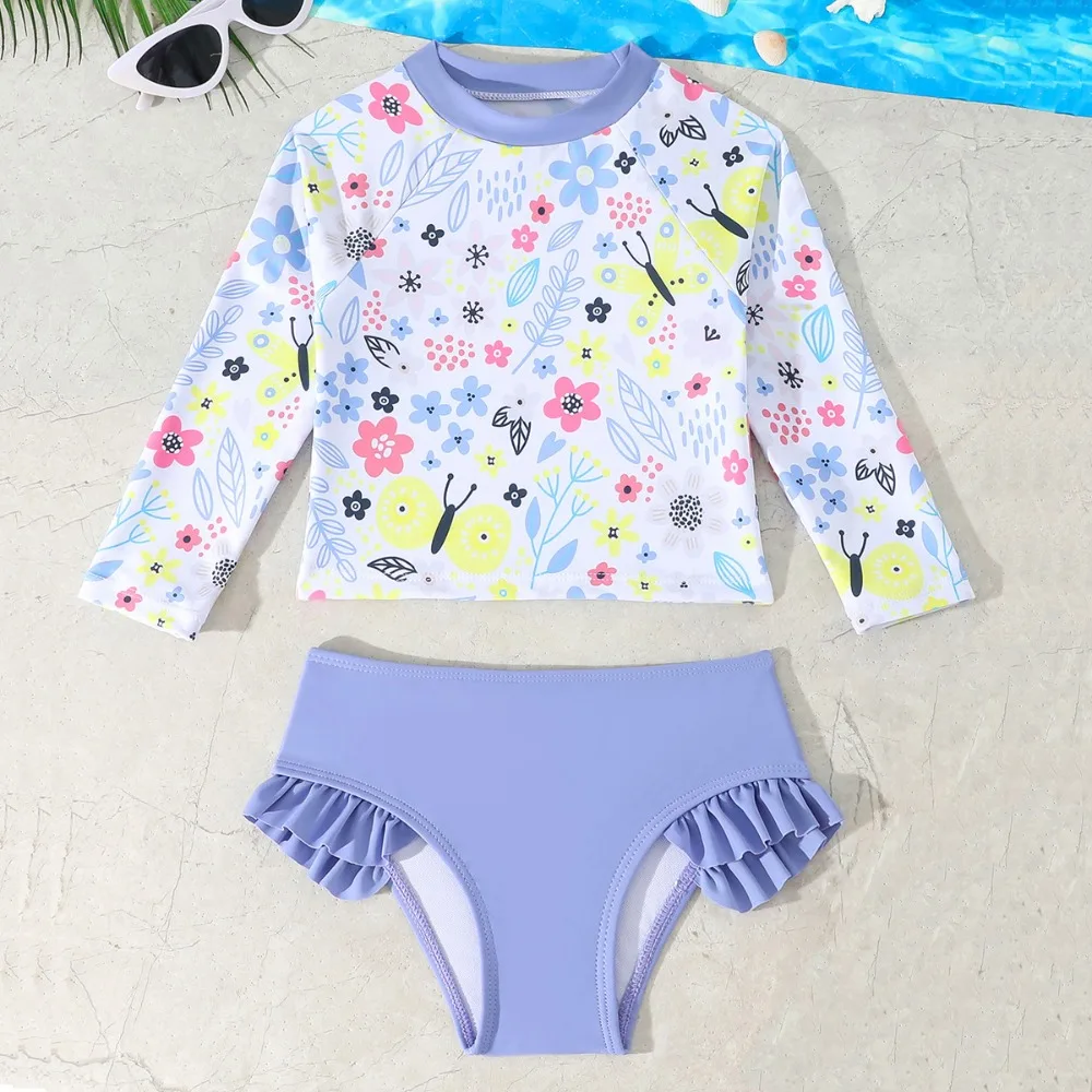 Little Girls High Waist Bikini Sets Floral Print Crop Tops Young Kids Swimsuit 4-7 Years Children's Swimwear Long Sleeve Suits
Little Girls High Waist Bikini Sets Floral Print Crop Tops Young Kids Swimsuit 4-7 Years Children's Swimwear Long Sleeve Suits