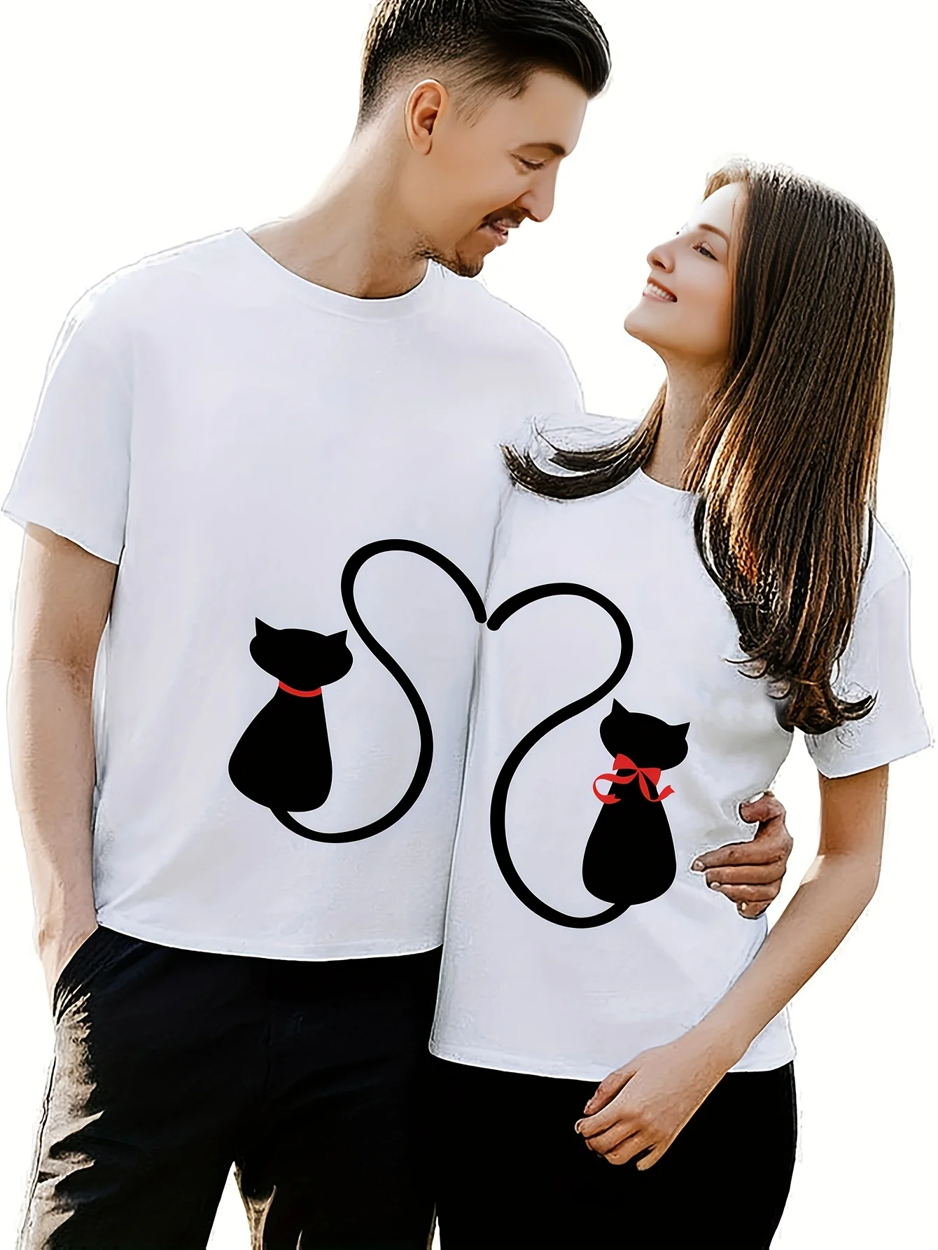 1pcs, Lovecat print couple round neck short sleeved T-shirt, Valentine's Day gift, couple top
1pcs, Lovecat print couple round neck short sleeved T-shirt, Valentine's Day gift, couple top