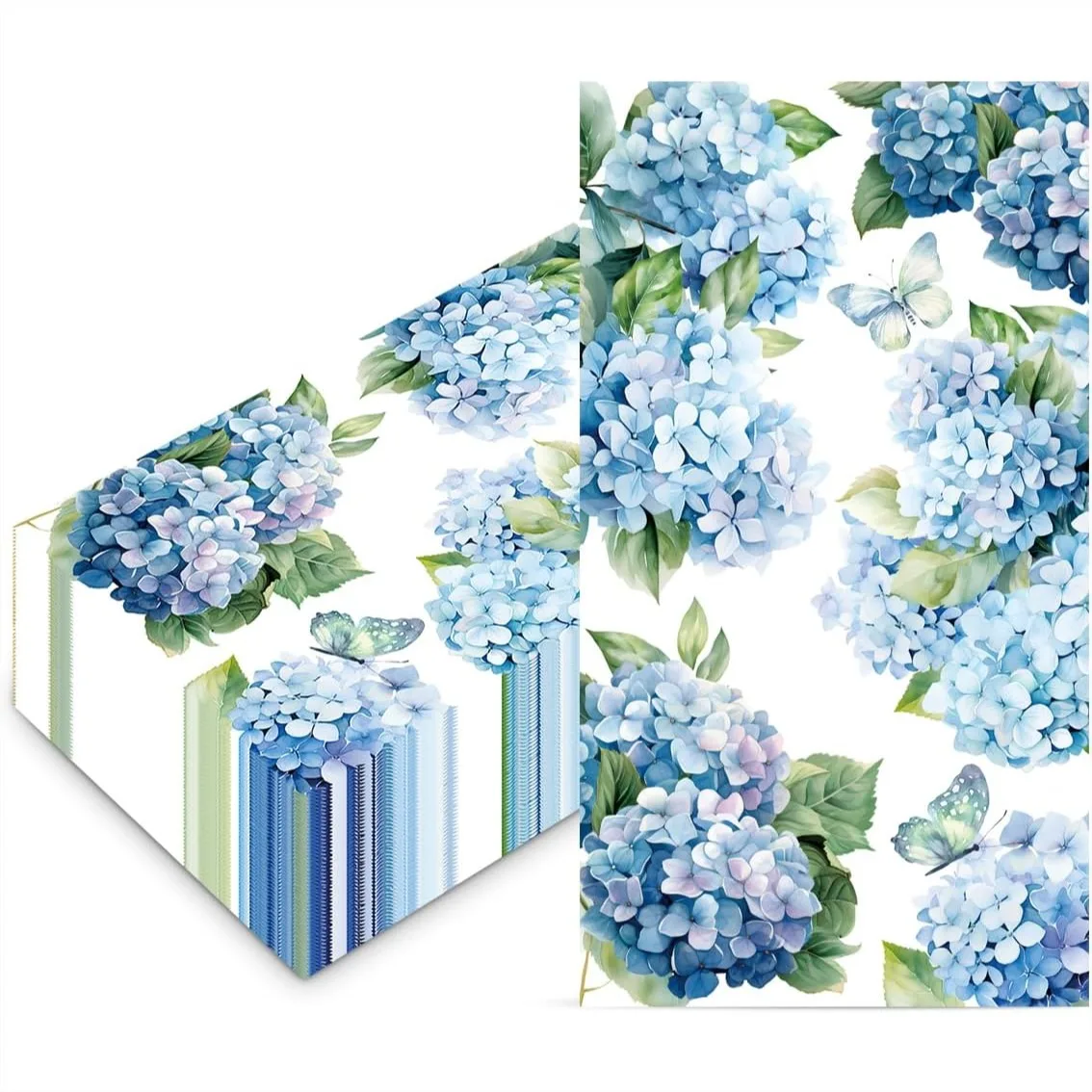 100 Hydrangea Floral Paper Napkins with Butterfly Design, Disposable Guest Hand Towels for Dinner Party, Bridal Shower, Wedding
100 Hydrangea Floral Paper Napkins with Butterfly Design, Disposable Guest Hand Towels for Dinner Party, Bridal Shower, Wedding