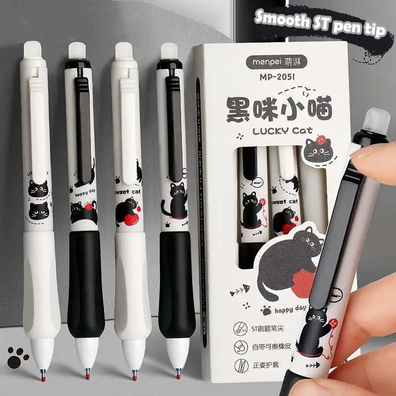 4Pcs Kitten Pattern Erasable Gel Pens, 0.5mm Push Button Design, Smooth Writing Black Ink, Cute Stationery for Elementary Studen
4Pcs Kitten Pattern Erasable Gel Pens, 0.5mm Push Button Design, Smooth Writing Black Ink, Cute Stationery for Elementary Studen