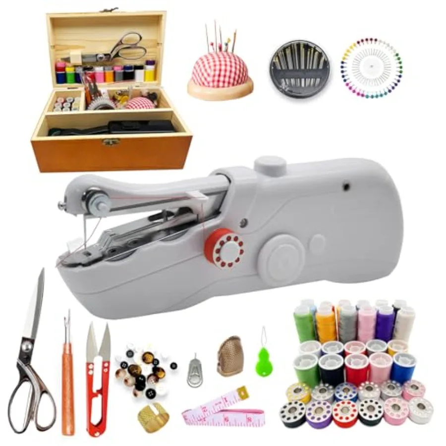 Handheld Sewing Machine with Exquisite Wooden Storage Box and 142-Piece Sewing Kit - Electric Switch, Dual Power Supply, Assort
Handheld Sewing Machine with Exquisite Wooden Storage Box and 142-Piece Sewing Kit - Electric Switch, Dual Power Supply, Assort
