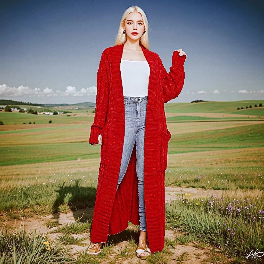 Women's solid-color textured drop-shoulder pocket long cardigan, a casual long-sleeved knitted garment suitable for autumn and winter, a women's knitted clothing for daily wear, a loose-fitting women's cardigan, women's clothing
Women's solid-color textured drop-shoulder pocket long cardigan, a casual long-sleeved knitted garment suitable for autumn and winter, a women's knitted clothing for daily wear, a loose-fitting women's cardigan, women's clothing