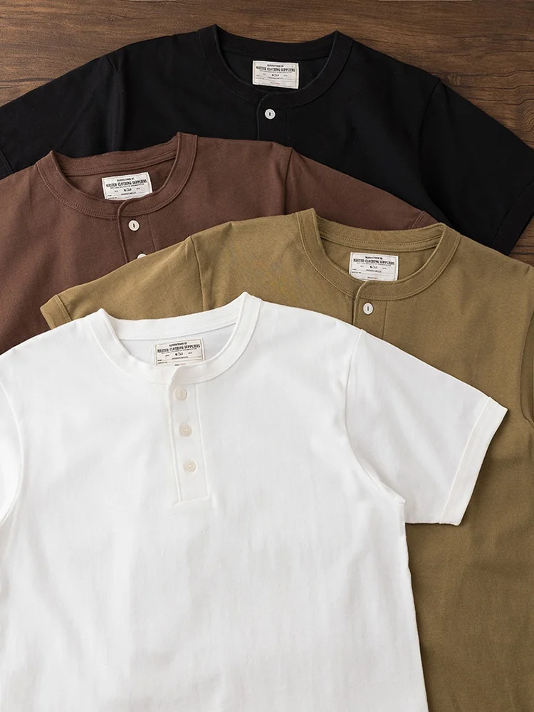 Heavyweight 240g American Vintage Basic Pure Cotton Color Henry Collar Short Sleeve T-Shirt Men Base Shirt Casual Style
Heavyweight 240g American Vintage Basic Pure Cotton Color Henry Collar Short Sleeve T-Shirt Men Base Shirt Casual Style