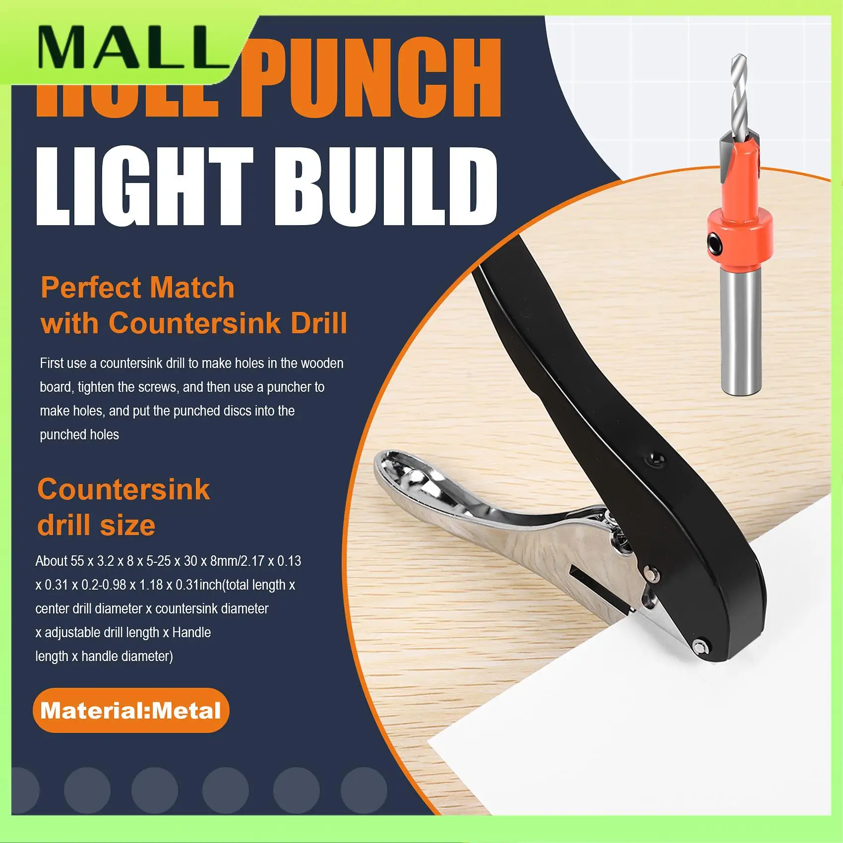 MALL 2 Pcs Card Hole Punch Set Screw Covers Hole Punch With Countersink Drill Adjustable Position 3.2Mm
MALL 2 Pcs Card Hole Punch Set Screw Covers Hole Punch With Countersink Drill Adjustable Position 3.2Mm