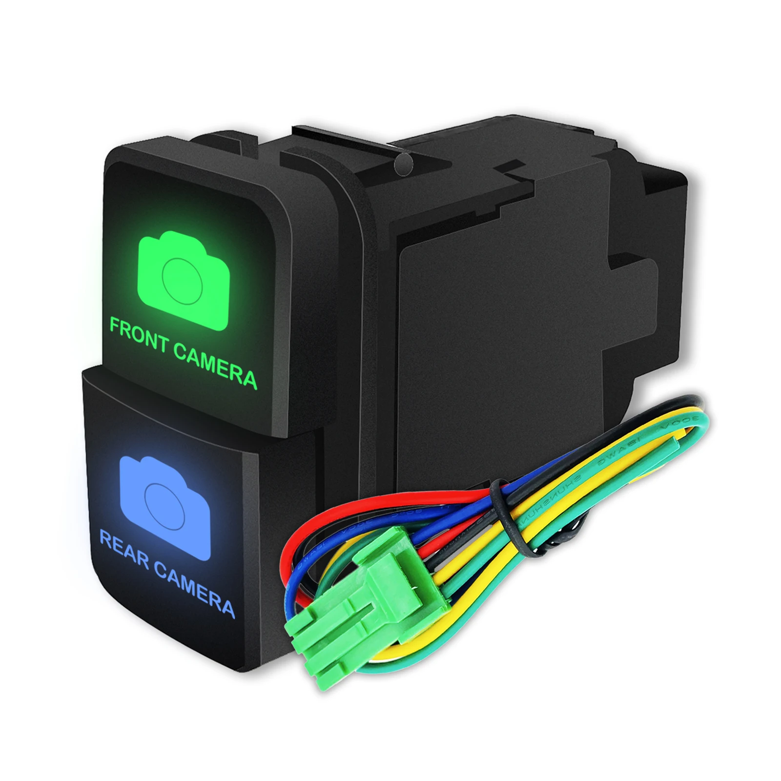 12V Dual Push Button Switch Front Rear Camera Green&Blue Led for Toyota Prado 150 200 FJ 4Runner Hilux Landcruiser RAV4 Corolla
12V Dual Push Button Switch Front Rear Camera Green&Blue Led for Toyota Prado 150 200 FJ 4Runner Hilux Landcruiser RAV4 Corolla