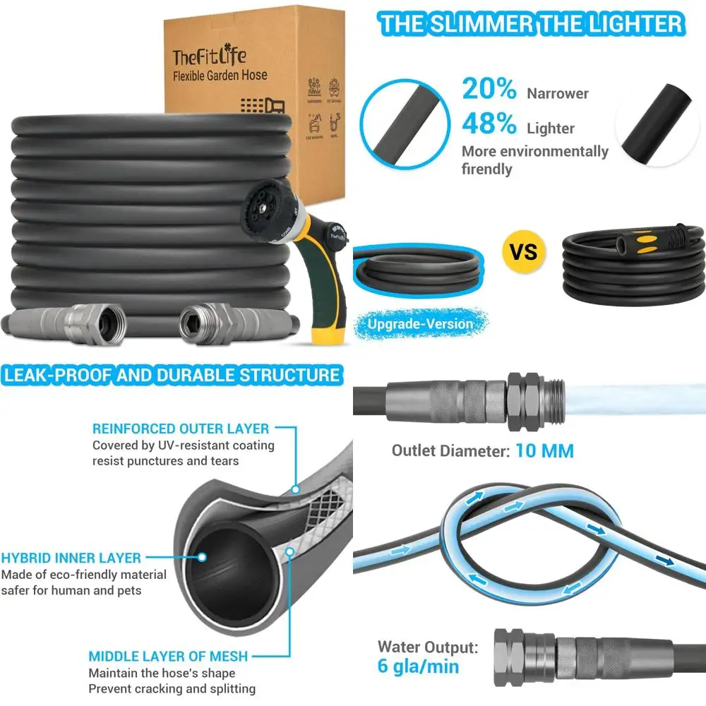 High Pressure 75-Foot Outdoor Water Hose with Nozzle and Metal Fittings, Reel Included, Durable and Long-Lasting for Garden Use
High Pressure 75-Foot Outdoor Water Hose with Nozzle and Metal Fittings, Reel Included, Durable and Long-Lasting for Garden Use