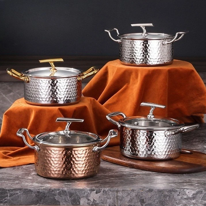 Textured Copper Double-Handle Soup Pot 20x12cm Large Capacity Stew Pot Universal Induction Stovetop Cookware
Textured Copper Double-Handle Soup Pot 20x12cm Large Capacity Stew Pot Universal Induction Stovetop Cookware