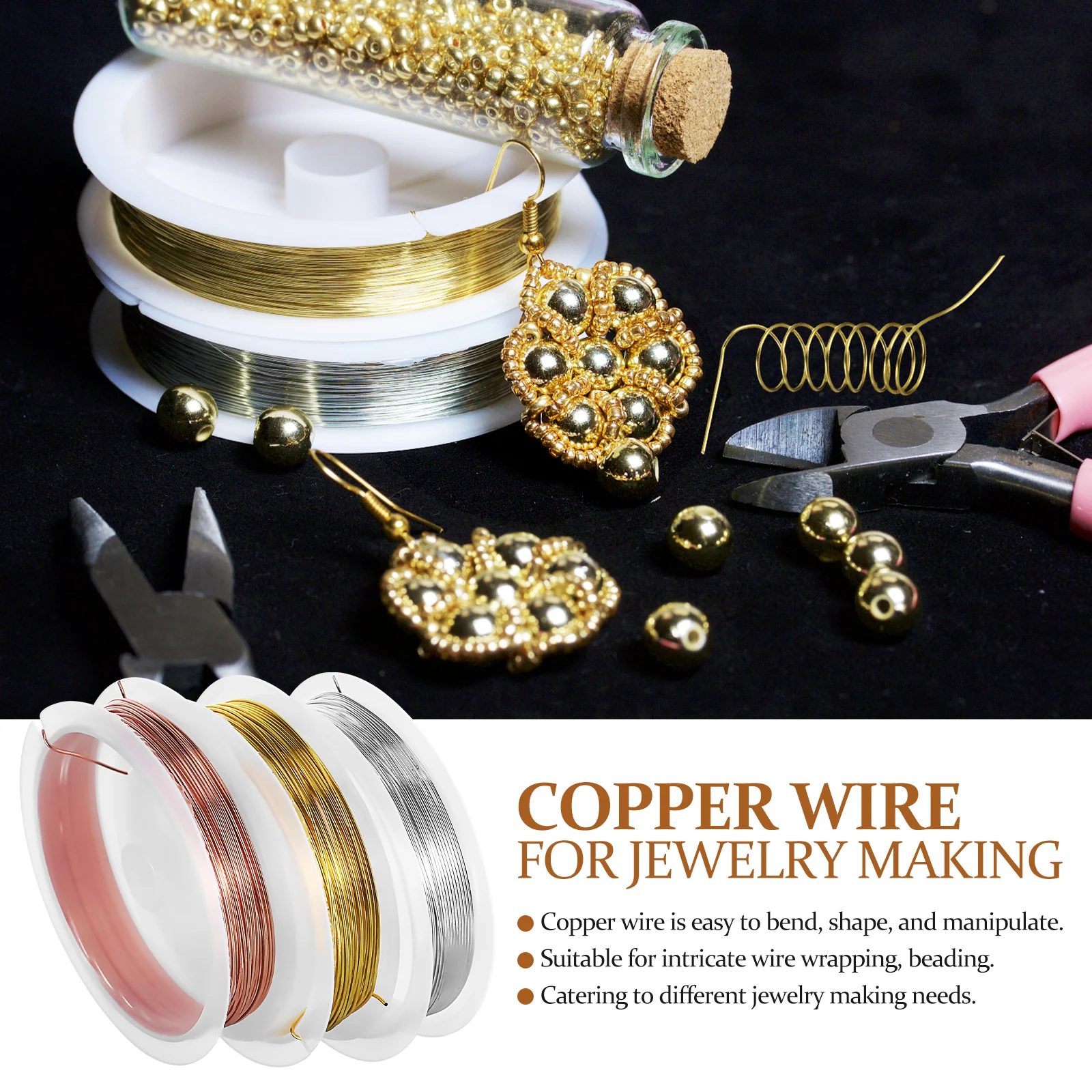 3 Rolls 0.6mm Silver Gold 4.5M Each Jewelry Making Beading Wire Craft Supplies Sculpting Wire Copper String
3 Rolls 0.6mm Silver Gold 4.5M Each Jewelry Making Beading Wire Craft Supplies Sculpting Wire Copper String