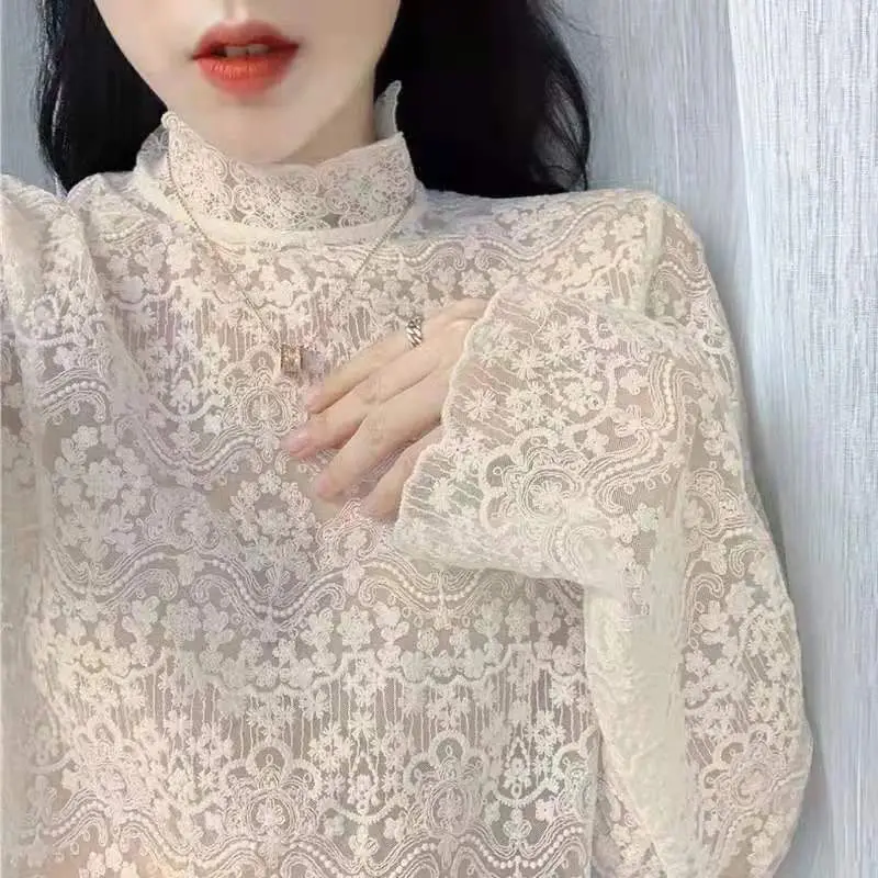 French Elegant Turtleneck Blouse Women Casual Long Sleeve Slim Basic Tops Korean Fashio Lace Shirts Y2k Clothing 2025 Winter
French Elegant Turtleneck Blouse Women Casual Long Sleeve Slim Basic Tops Korean Fashio Lace Shirts Y2k Clothing 2025 Winter