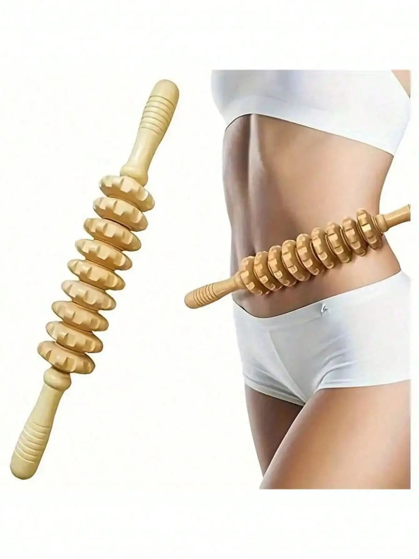Nine-wheel wooden massage rollers - full-body meridian massager - home fitness device
Nine-wheel wooden massage rollers - full-body meridian massager - home fitness device
