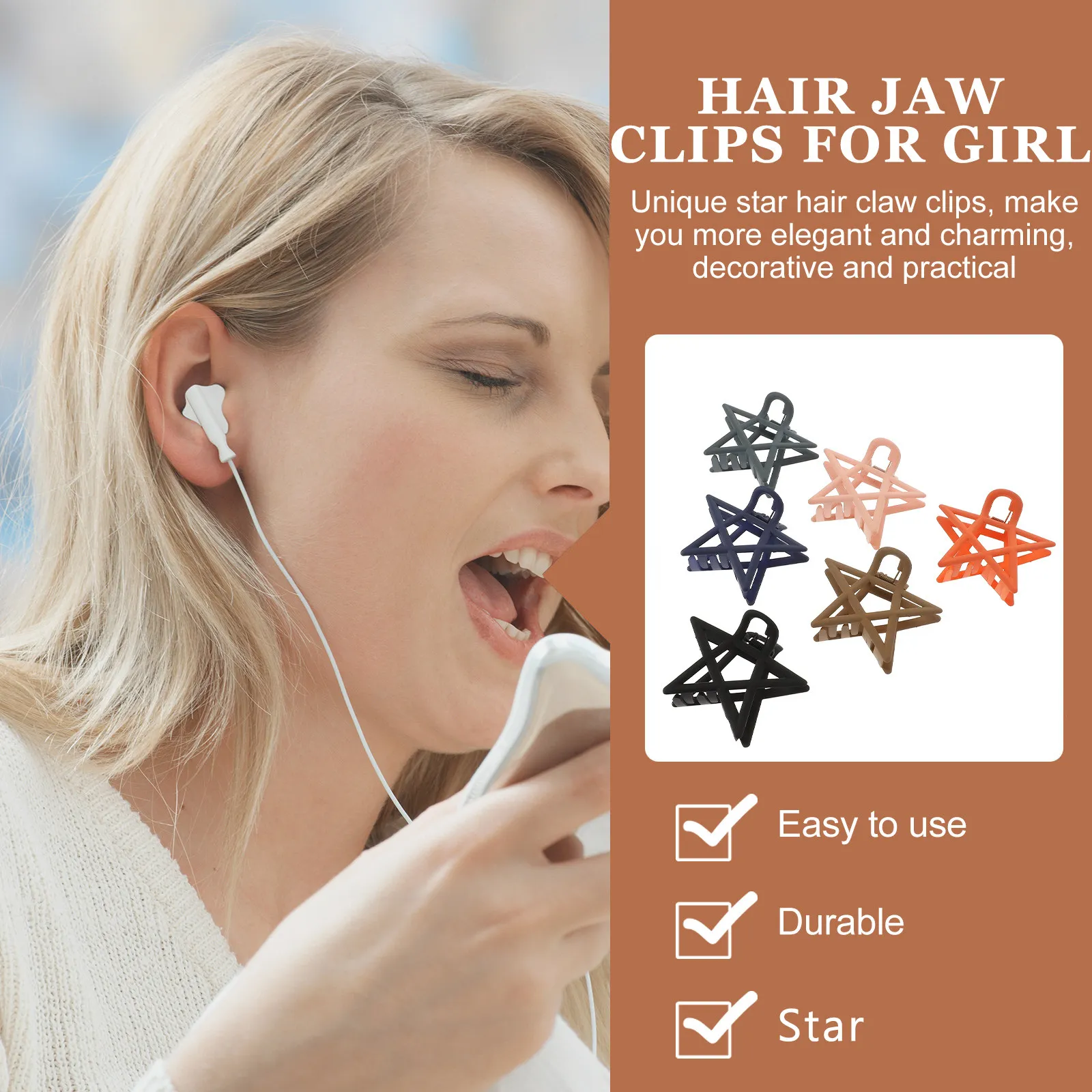 6pcs Star Hair Clips Claw For Women Girls Thick Hair Hairpin Barrettes Decorative Stylish Accessories Curly Straight Long
6pcs Star Hair Clips Claw For Women Girls Thick Hair Hairpin Barrettes Decorative Stylish Accessories Curly Straight Long