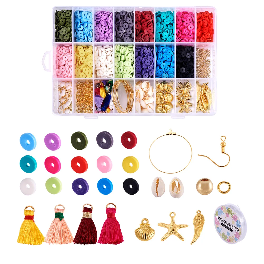 1 Box Nylon Thread Tassel Pendant Dangle Earring Making Kit with 6mm Polymer Clay Beads Shell Beads Brass Earring Hook DIY Craft
1 Box Nylon Thread Tassel Pendant Dangle Earring Making Kit with 6mm Polymer Clay Beads Shell Beads Brass Earring Hook DIY Craft