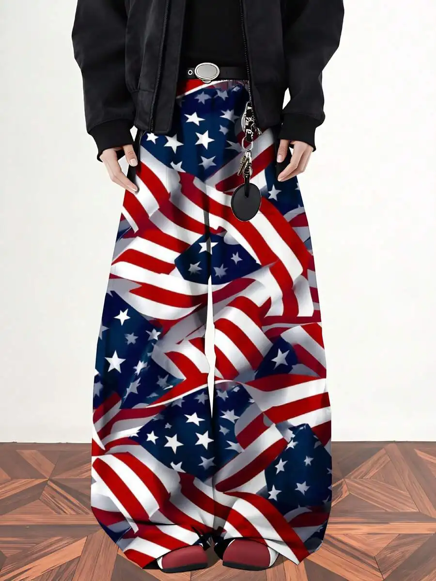 American Flag Print Sweatpants Men Women Casual Loose Fit With Drawstring Pockets
American Flag Print Sweatpants Men Women Casual Loose Fit With Drawstring Pockets