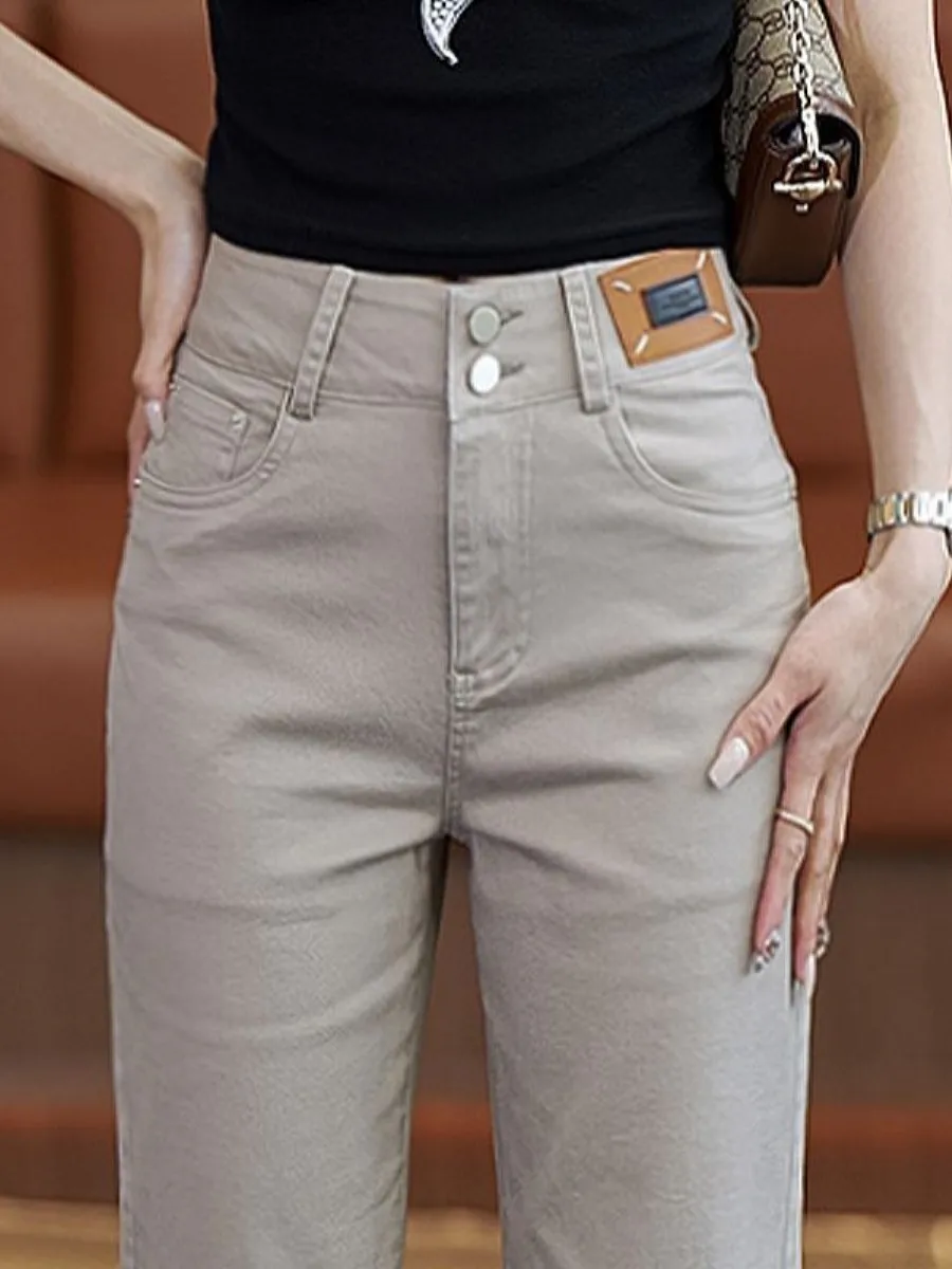 High Waist Slimming Nine Tube Jeans Women's Spring Autumn New Style Health Ring Milk Tea Color Straight Knee-length
High Waist Slimming Nine Tube Jeans Women's Spring Autumn New Style Health Ring Milk Tea Color Straight Knee-length