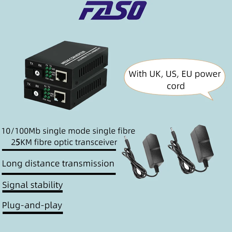 Оптоволоконный медиаконвертер 10/100 Мбит/с RJ45, одномодовый, одноволоконный порт SC, 25 км, мини-оптический приемопередатчик с адаптером питания
Оптоволоконный медиаконвертер 10/100 Мбит/с RJ45, одномодовый, одноволоконный порт SC, 25 км, мини-оптический приемопередатчик с адаптером питания