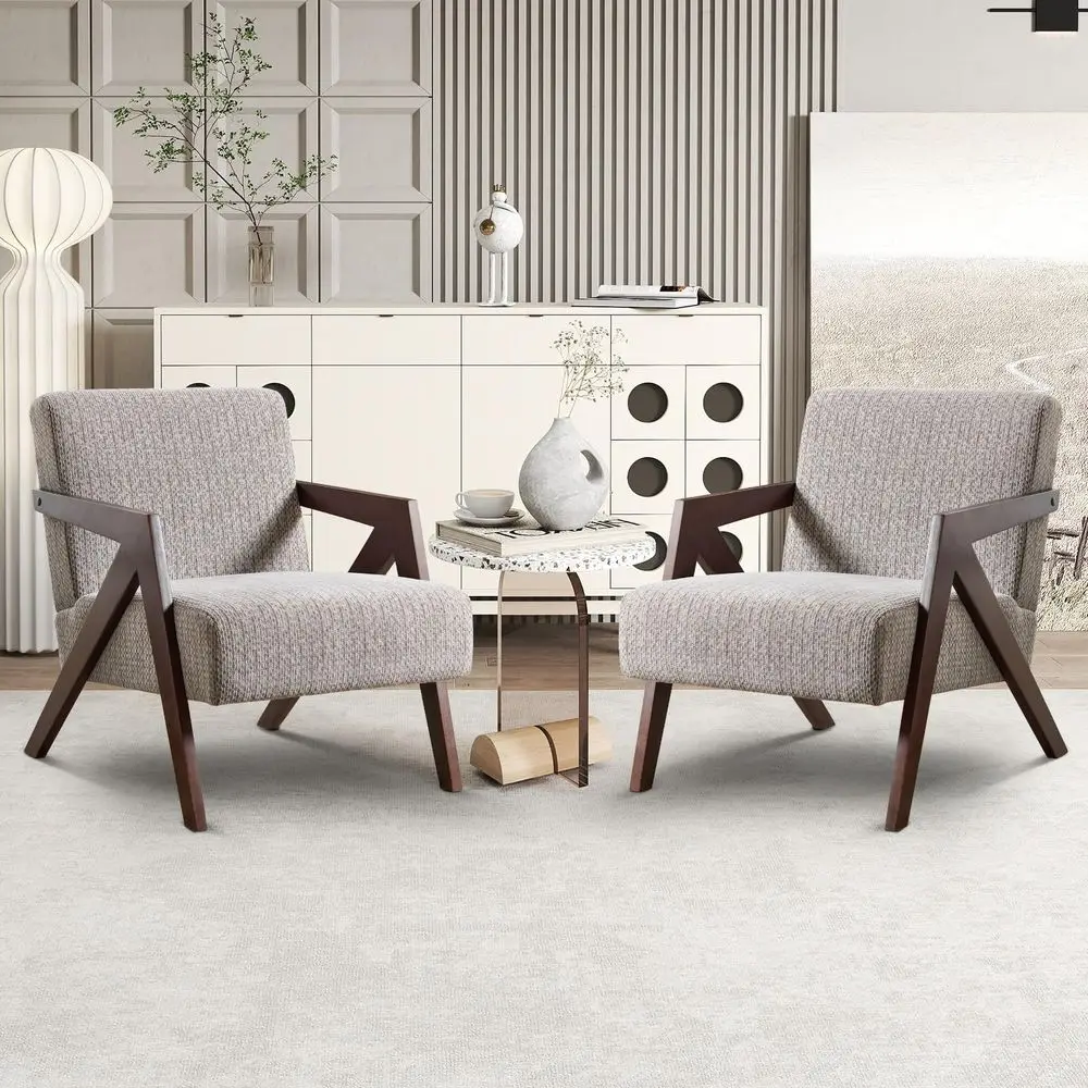 Accent Chairs Set of 2, Mid Century Modern Accent Chair with Wood Frame, Upholstered Reading Armchair with Soft Linen Fabric, A
Accent Chairs Set of 2, Mid Century Modern Accent Chair with Wood Frame, Upholstered Reading Armchair with Soft Linen Fabric, A