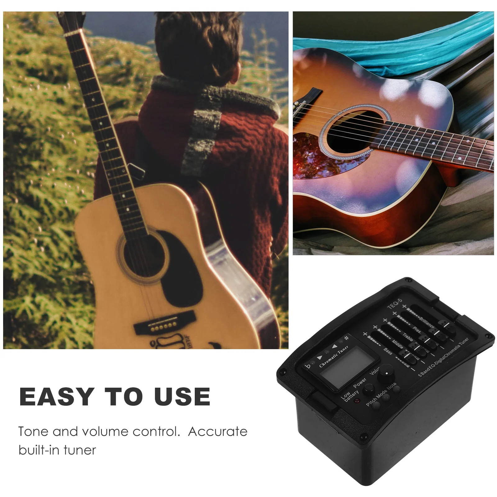 5 Band Pickup Preamp for Acoustic Guitar Equalizer Black Amplifier LCD Display Tone Control Feedback Elimination Guitar
5 Band Pickup Preamp for Acoustic Guitar Equalizer Black Amplifier LCD Display Tone Control Feedback Elimination Guitar