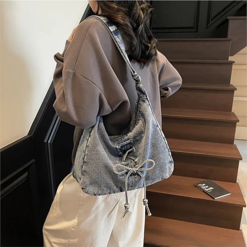 JIAERDI Japanese Retro Denim Tote Bag Women Bow Tie Large Capacity Shoulder Bag Ladies Casual Everyday Commute Crossbody Bag New
JIAERDI Japanese Retro Denim Tote Bag Women Bow Tie Large Capacity Shoulder Bag Ladies Casual Everyday Commute Crossbody Bag New