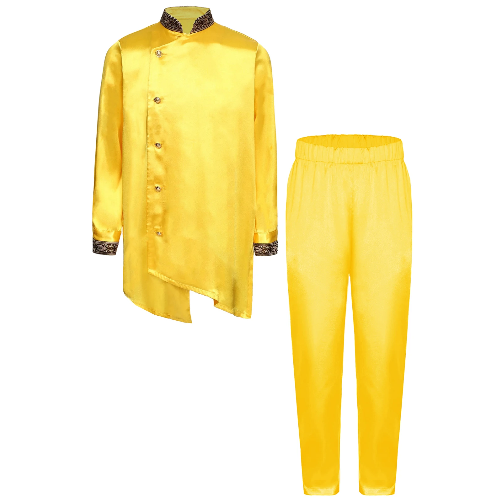 Детский шелковистый индийский традиционный костюм Курты для мальчиков, халат с длинными рукавами, рубашка, брюки, тематическая вечеринка на Хэллоуин, праздничная карнавальная одежда
Детский шелковистый индийский традиционный костюм Курты для мальчиков, халат с длинными рукавами, рубашка, брюки, тематическая вечеринка на Хэллоуин, праздничная карнавальная одежда