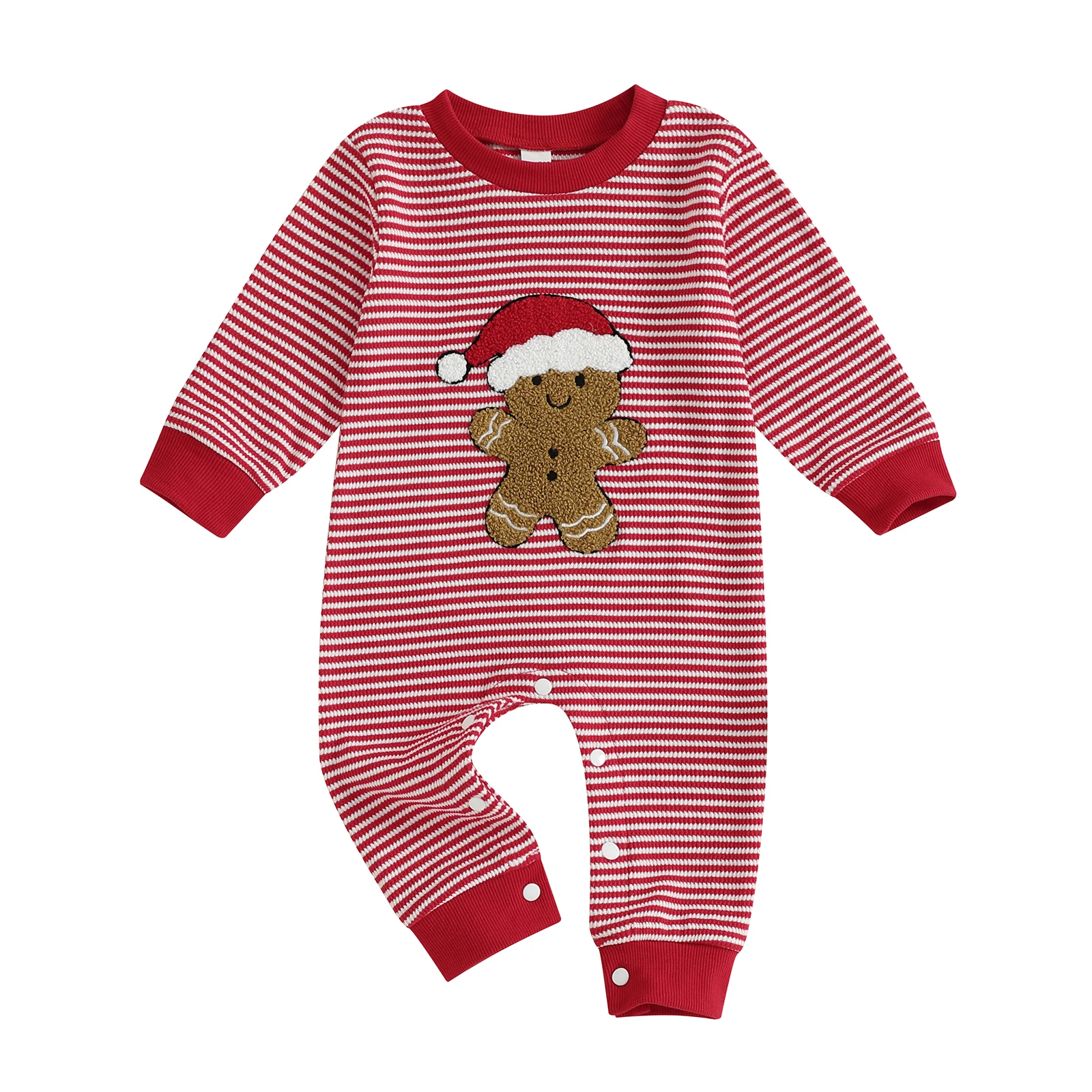 Baby Christmas Romper Stripe Print Gingerbread Man Embroidery Long Sleeve Round Neck Jumpsuit
Baby Christmas Romper Stripe Print Gingerbread Man Embroidery Long Sleeve Round Neck Jumpsuit