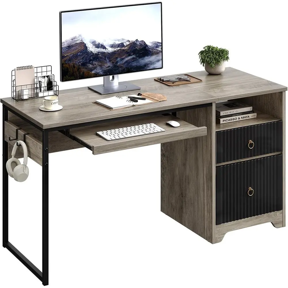 Компьютерный стол из серого дерева 55 Grey Wood с местом для хранения, выдвижной полкой для клавиатуры, ящиком для документов и 2 крючками для домашнего офиса и студии
Компьютерный стол из серого дерева 55 Grey Wood с местом для хранения, выдвижной полкой для клавиатуры, ящиком для документов и 2 крючками для домашнего офиса и студии