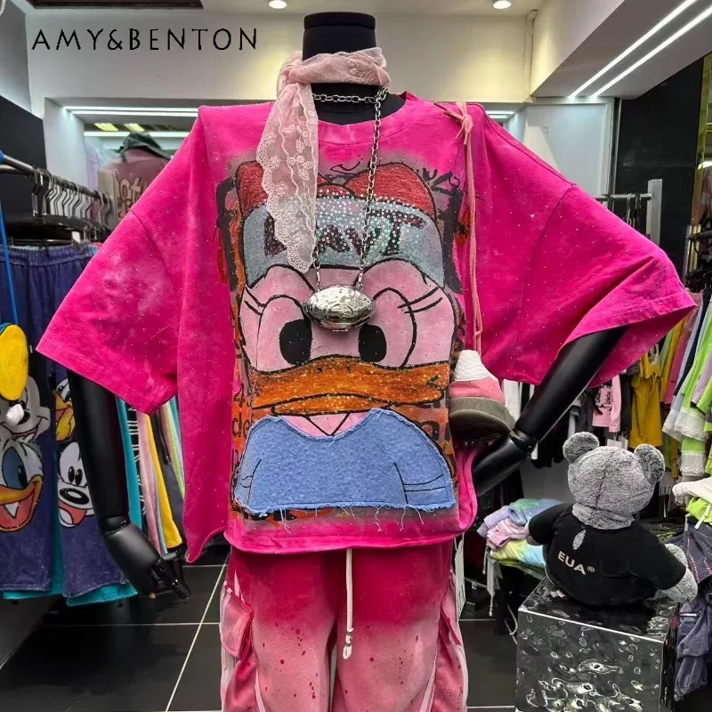Fashion Brand 2025 Summer New Tees Heavy Industry Cartoon Patch Washing Water Loose Fashion Short Loose Short-sleeved Tshirt Top
Fashion Brand 2025 Summer New Tees Heavy Industry Cartoon Patch Washing Water Loose Fashion Short Loose Short-sleeved Tshirt Top
