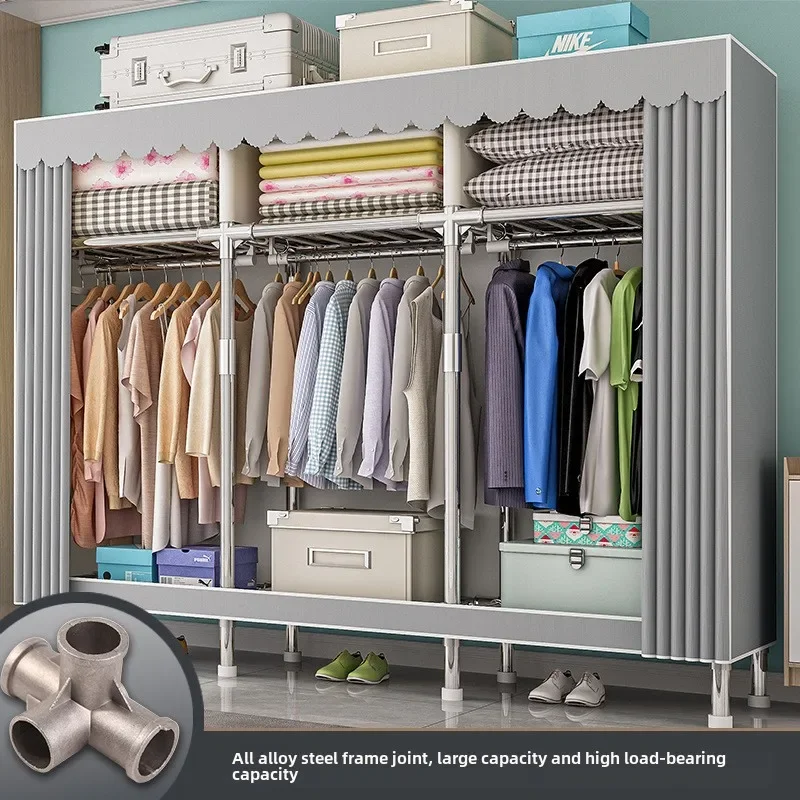 Simple Wardrobe, Household, Full Steel Frame, Bold and Thickened Assembly, Large-capacity Storage Cloth Wardrobe
Simple Wardrobe, Household, Full Steel Frame, Bold and Thickened Assembly, Large-capacity Storage Cloth Wardrobe