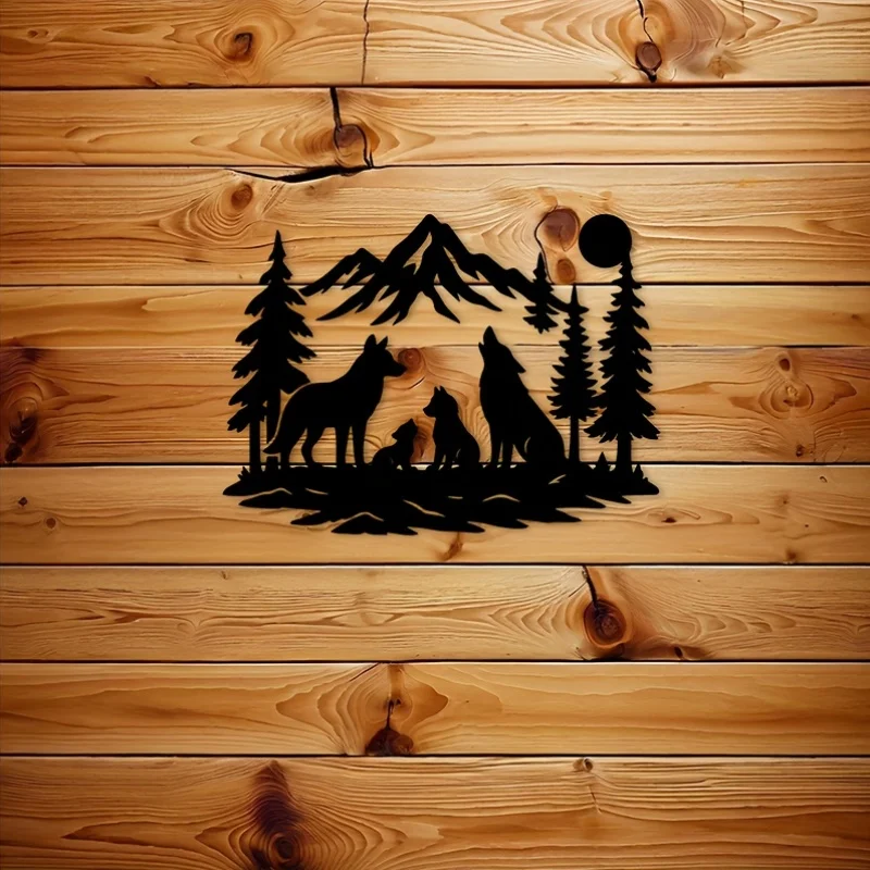 2D Flat 1pc Wolf Family Metal Wall Art Iron Forest Night Wall Decor Living Room Wall Hanging Plaque
2D Flat 1pc Wolf Family Metal Wall Art Iron Forest Night Wall Decor Living Room Wall Hanging Plaque