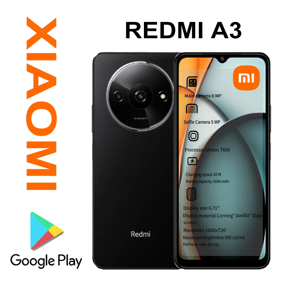 XIAOMI/REDMI A3 6.71-inch water drop screen smartphone with 90Hz refresh rate HD+ (1650×720) pixels 4GB+128GBn memory 5000 mAh
XIAOMI/REDMI A3 6.71-inch water drop screen smartphone with 90Hz refresh rate HD+ (1650×720) pixels 4GB+128GBn memory 5000 mAh