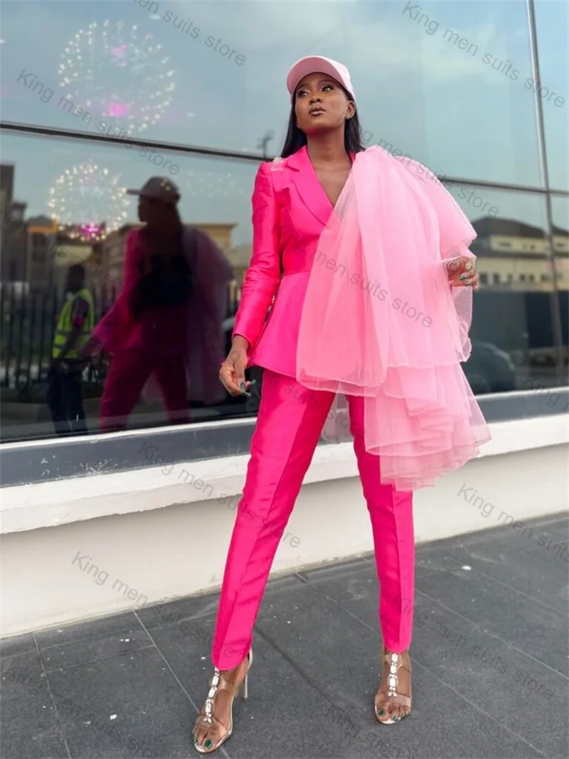 Pink Women Suit Set 2 Pcs Blazer+Pants Trousers Customized Formal Office Lady Jacket Tulle Decoration Wedding Tuxedos Prom Coat
Pink Women Suit Set 2 Pcs Blazer+Pants Trousers Customized Formal Office Lady Jacket Tulle Decoration Wedding Tuxedos Prom Coat