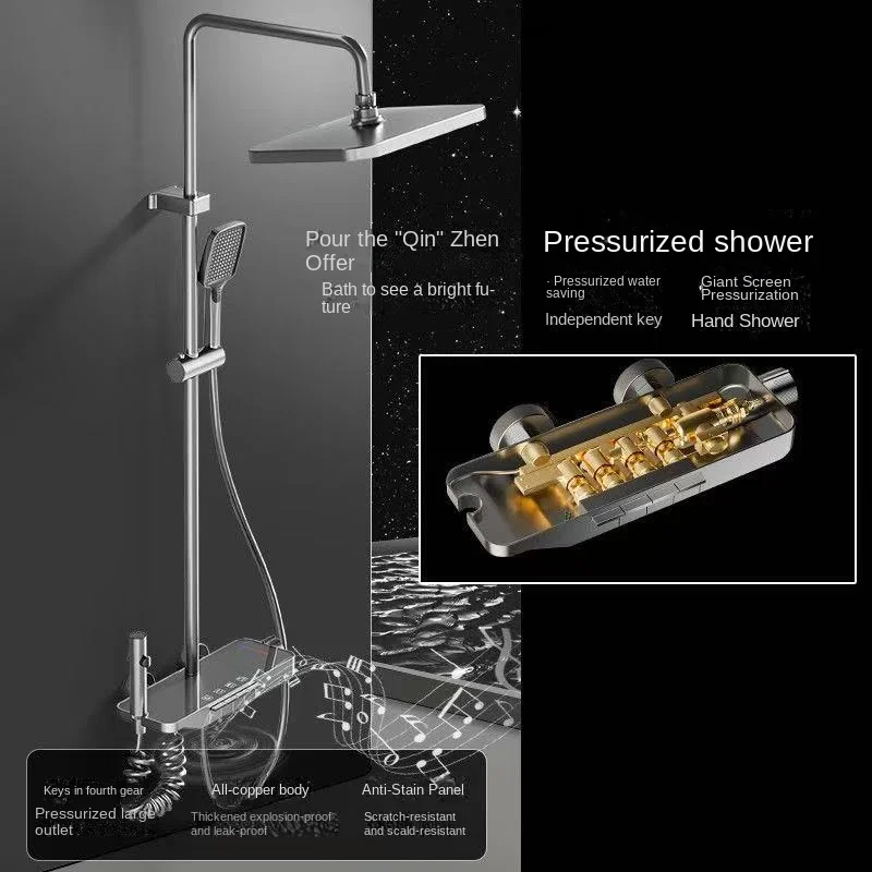 Intelligent Constant Temperature Shower Head Set Piano Button Copper Waterway Core Electroplating Process Never Rusts
Intelligent Constant Temperature Shower Head Set Piano Button Copper Waterway Core Electroplating Process Never Rusts