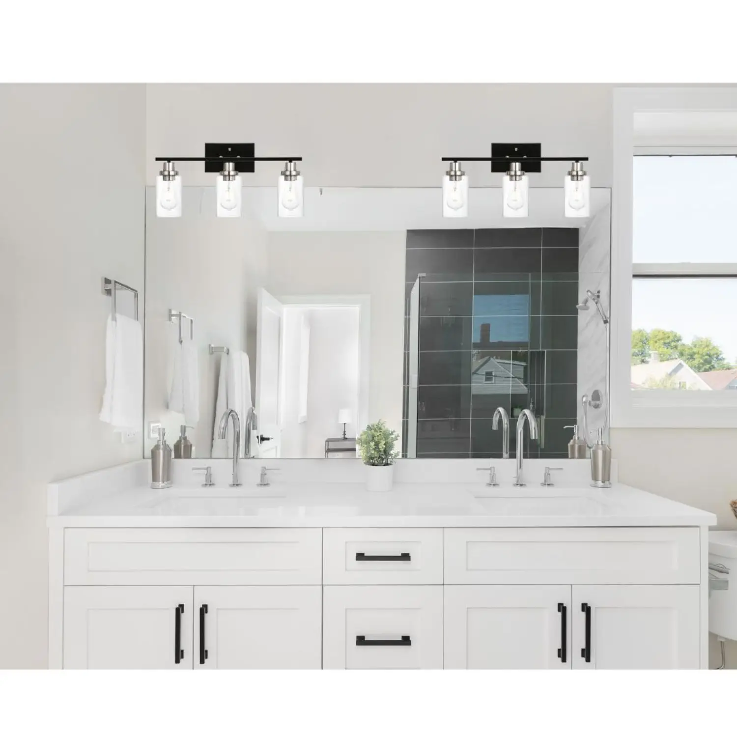 Modern Bathroom Lighting with Clear Glass Shade, 3-Light Black Vanity Light Wall Mount Lamp for Bedroom Vanity Table Bathroom Dr
Modern Bathroom Lighting with Clear Glass Shade, 3-Light Black Vanity Light Wall Mount Lamp for Bedroom Vanity Table Bathroom Dr